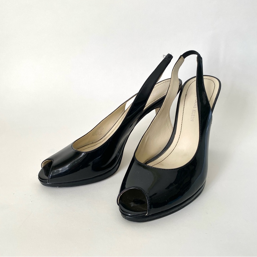 Anne Klein Slingback Black Patent Leather Heels -- Classic!